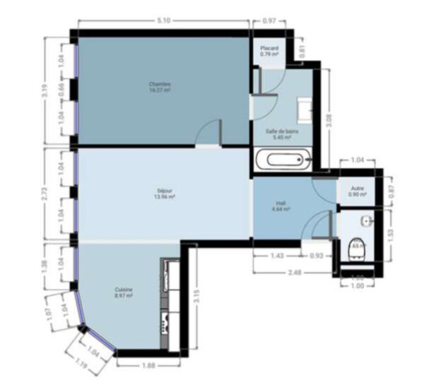 Studio 65 m² à Bruxelles Centre